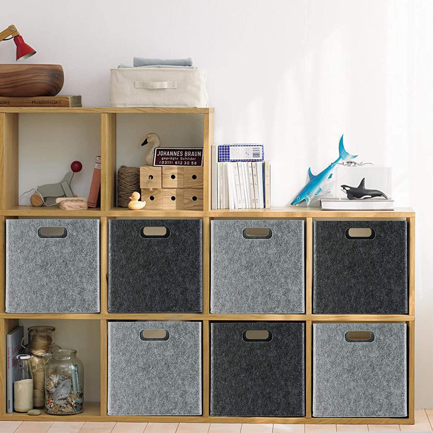 GOHOME  4 PacksLigjt Dark Foldable Storage Cubes