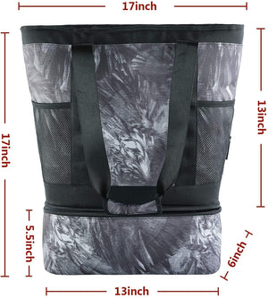 OMYSTYLE  Women's Gray Tote Travel Yoga Hiking Picnic Bag Detachable Cooler Included