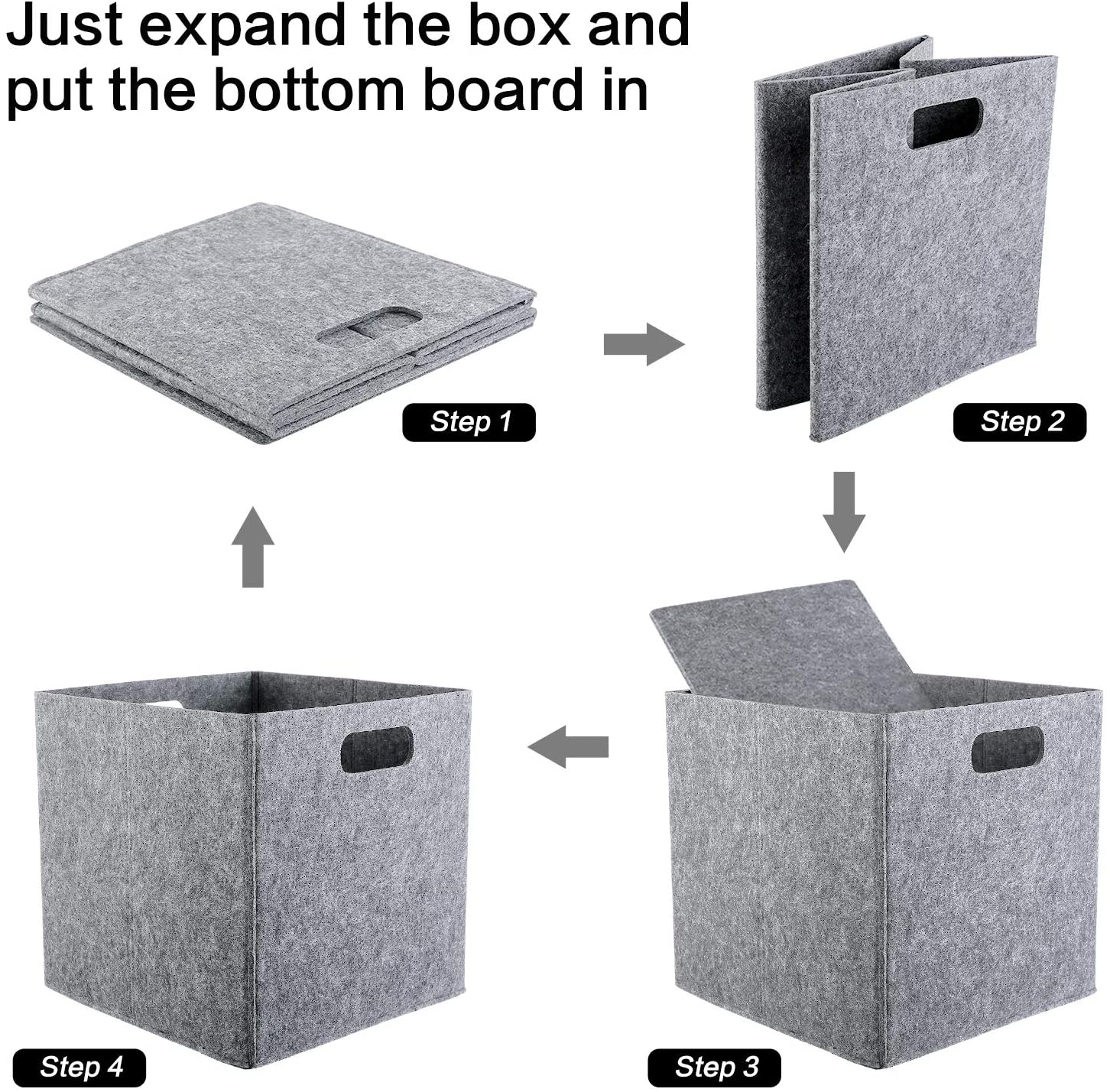 GOHOME  4 PacksLigjt Gray Foldable Storage Cubes