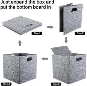 GOHOME  4 PacksLigjt Gray Foldable Storage Cubes