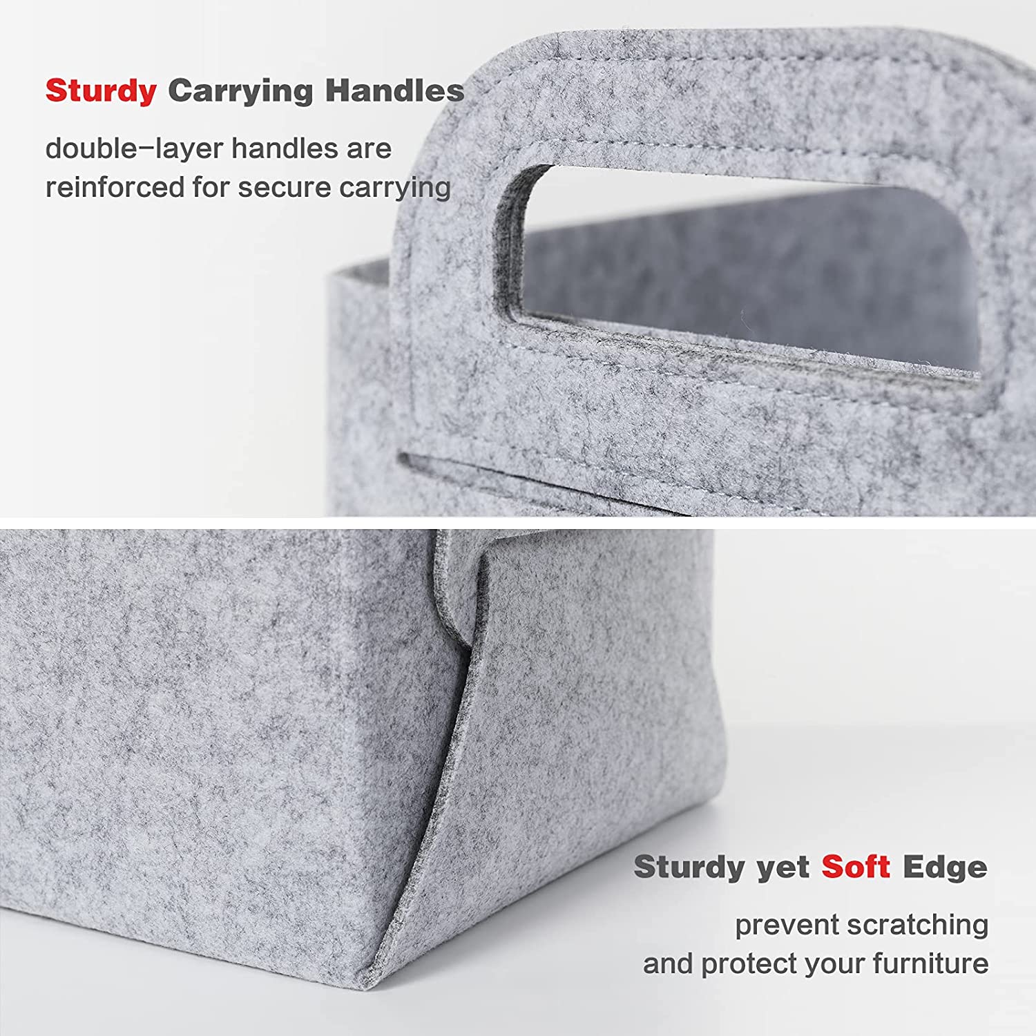 GOHOME  3 Packs Gray Felt Foldable Storage Cubes for Home Organizing