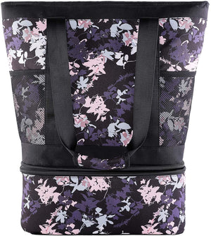 OMYSTYLE  Women's Floral Tote Travel Yoga Hiking Picnic Bag Detachable Cooler Included