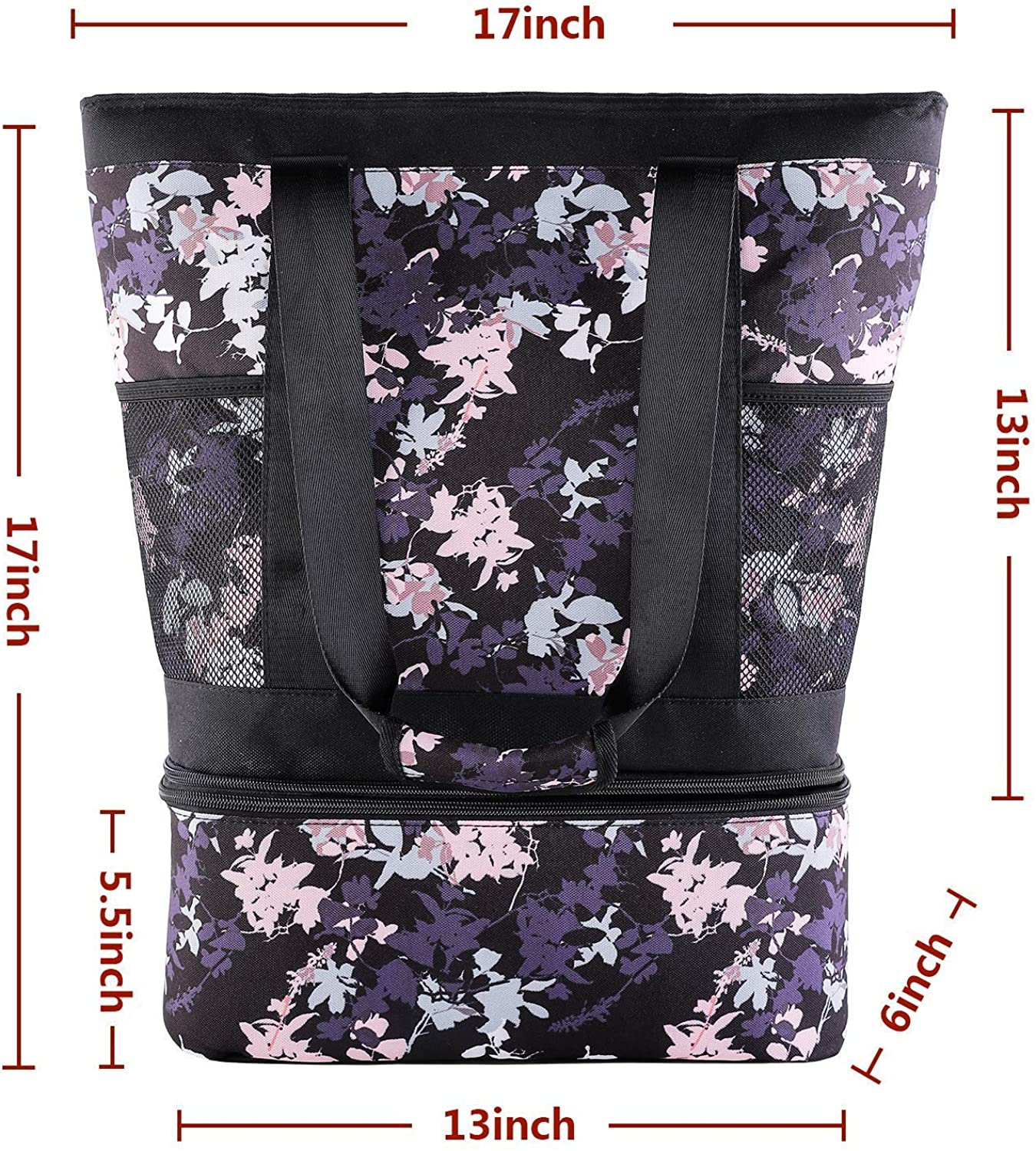 OMYSTYLE  Women's Floral Tote Travel Yoga Hiking Picnic Bag Detachable Cooler Included